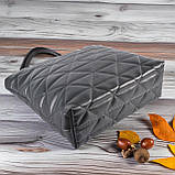 Жіноча сумка тоут на плече з екошкіри чорна стьобана велика для документів, фото 9