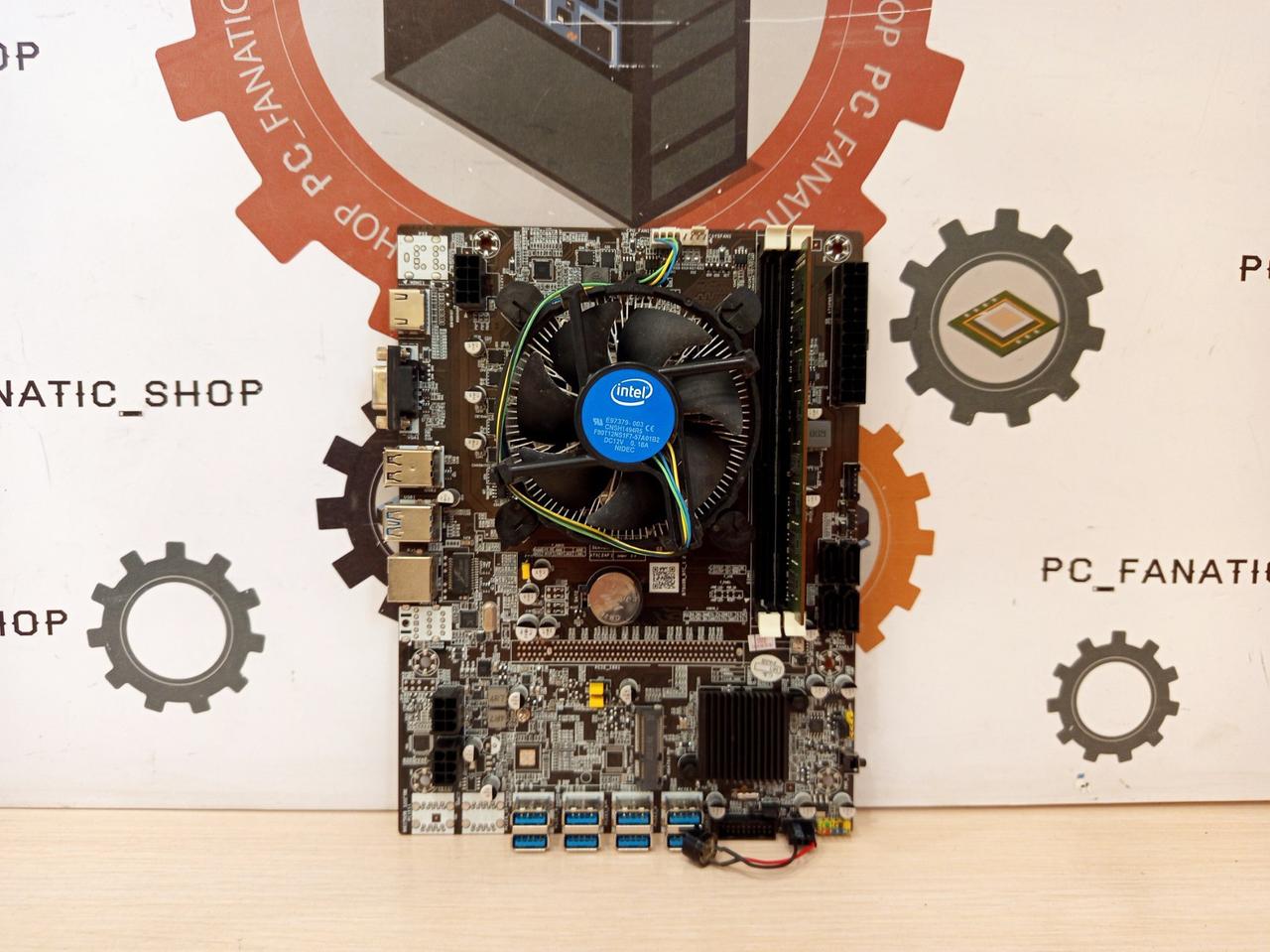 Комплект Материнська плата BTC v1.2 (usb 12) (s1151, Intel B75, PCI-E 3.0 x16), U1 + оперативка 4 gb+ куллер Гарантія 1 місяць, фото 1