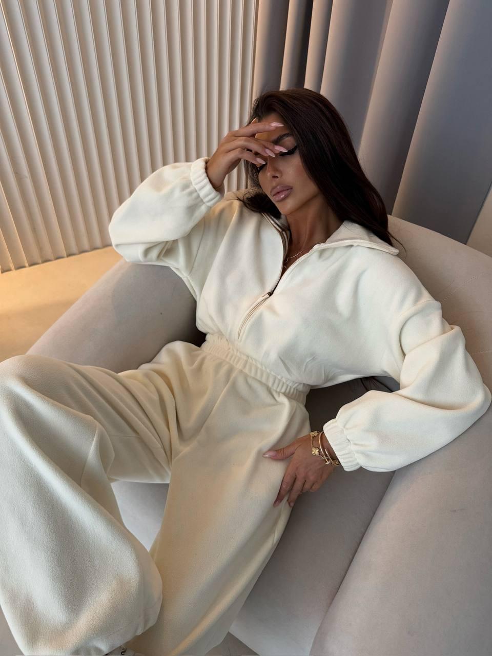 Комбінезон жіночий утеплений Модель: 842-095 Колір: молоко, графіт, шоколад, фото 1