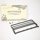 Настінна полиця відкидна з поперечиною та гачками для рушників пряма для ванної на стіну, фото 8