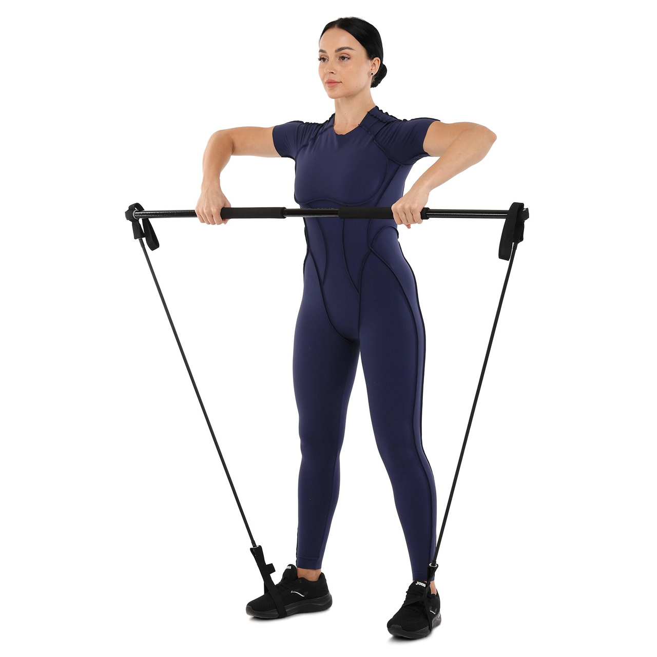 Гімнастична палиця з еспандерами Gym Stick для фітнесу SP-Sport FI-4412 Чорний довжина 130 см, фото 1