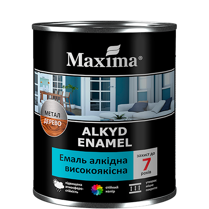 Емаль алкідна високоякісна Maxima чорний матовий 2.3 кг, фото 1