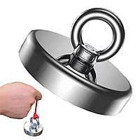 Пошуковий неодимовий магніт, 120мм - 450кг, з кільцем / Магніт для пошуку металу / Великий магніт