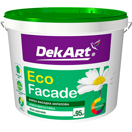 Фарба фасадна "Facade Paint" DekArt білий (база А) 4 кг, фото 1