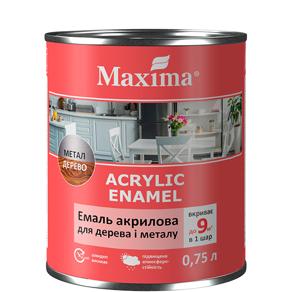 Емаль акрилова для дерева та металу Maxima кава з молоком шовковисто-матовий 0.75 л