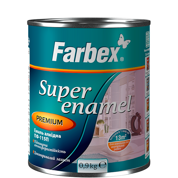 Емаль алкідна ПФ-115П Farbex білий 0.9 кг