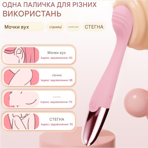 Рожевий вібратор для стимуляції точки G, Вагінальний стимулятор, Вібратор із вигнутою головкою, Інтимні іграшк, фото 1