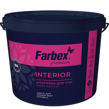 Фарба інтер'єрна високоякісна ВДА "Interior" Farbex білий (база А) 4.2 кг, фото 1