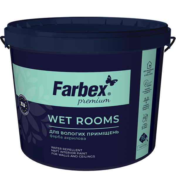 Фарба для вологих приміщень ВДА "Wet Rooms" Farbex білий (база А) 1.4 кг