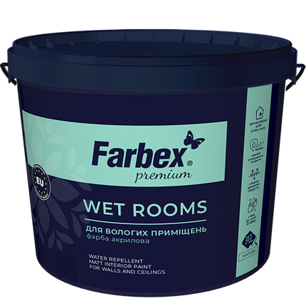 Фарба для вологих приміщень ВДА "Wet Rooms" Farbex білий (база А) 14 кг, фото 1