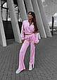 Костюм жіночий з плюшевого велюру Модель: 842-051 Колір: барбі, чорний, молоко, рожевий, шоколад, фото 7