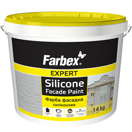Фарба фасадна силіконова Farbex білий (база А) 14 кг, фото 1