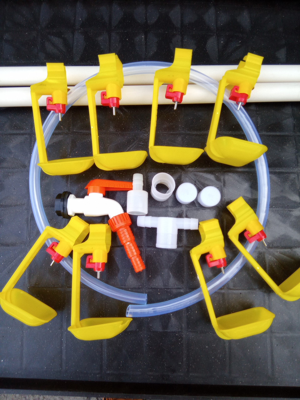 Комплект ніпельних поілок НОВИЧОК 50 8 поілок на 50 курей, перепелів, індичок КНП50, фото 1