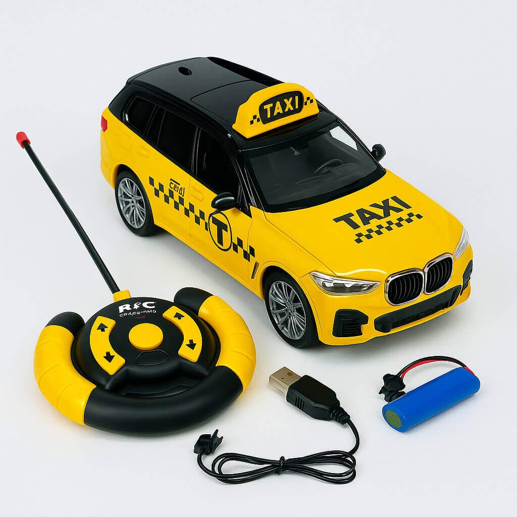 Радіокерована машинка Taxi City — жовте таксі 25 см з фарами, акумулятором і пультом T9012C, фото 1