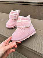 Дитячі зимові рожеві черевички, угги, чоботи, дутики на липучці для дівчинки (17-21р) Дитяче зимове взуття