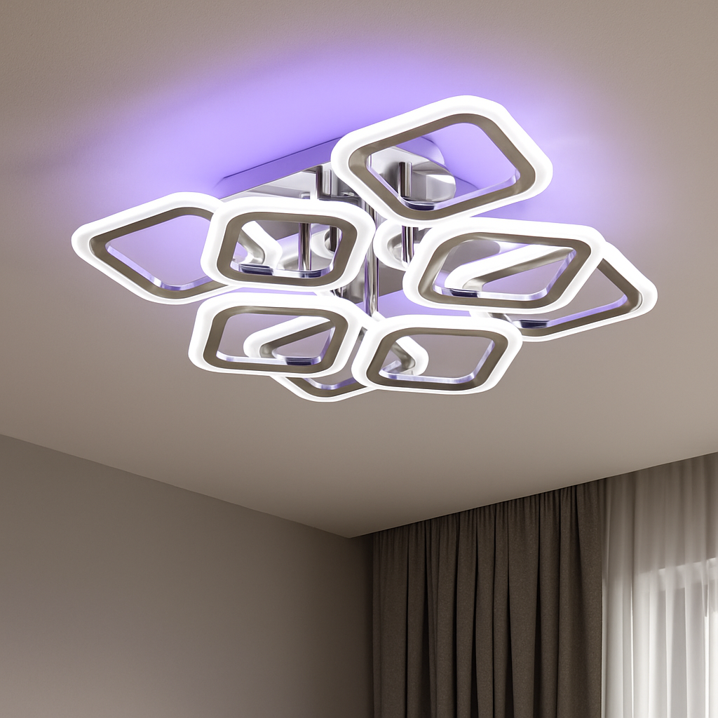 Квадратна Led люстра до 18м² з пультом 110W (AS8060/4+4HR), фото 1