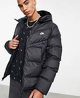 Найк теплі зимові куртки, Чорна курточка для чоловіків Nike короткі, Зручна куртка осінь-зима утеплена спортивна