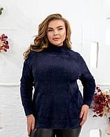 Теплий жіночий светр ангора софт великого розміру, стильний базовий светр батал 48–70