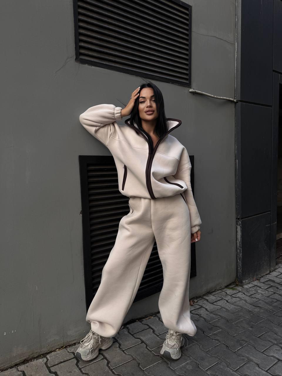 Костюм жіночий утеплений на флісі Модель: 842-071 Колір: світлий беж, фото 1
