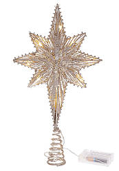 Верхівка на ялинку Зірка зі світлом 40 см BonaDi 12-373