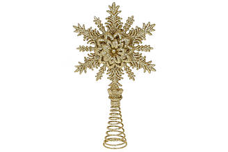 Верхівка на ялинку Сніжинка золото 25 см BonaDi 788-991