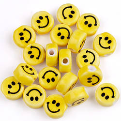 Намистини Смайл керамічні 6х10 мм Ø 2 мм 5 шт. Жовтий