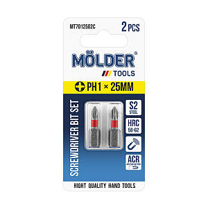 Набір біт Molder PH1x25мм 2шт кольорове маркування MT7012502C