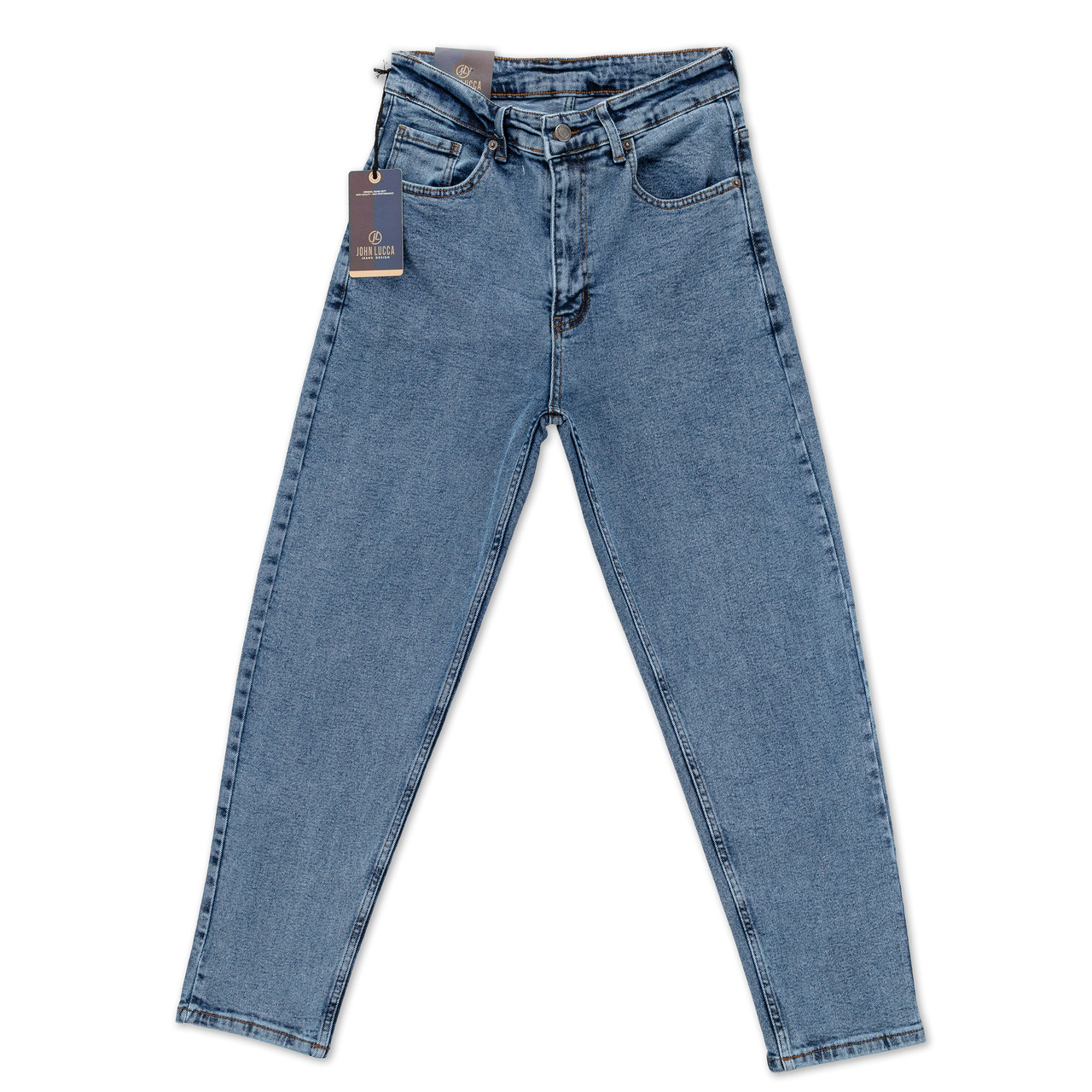 Чоловічі джинси Мом John Lucca блакитні, вільний крій, комфортні, якісні, фото 1