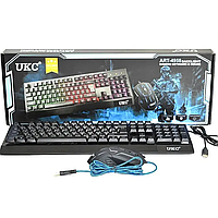 Набір клавіатура і миша з RGB підсвічуванням, від USB / Геймерський комплект клавіатура і мишка / Ігрова клавіатура