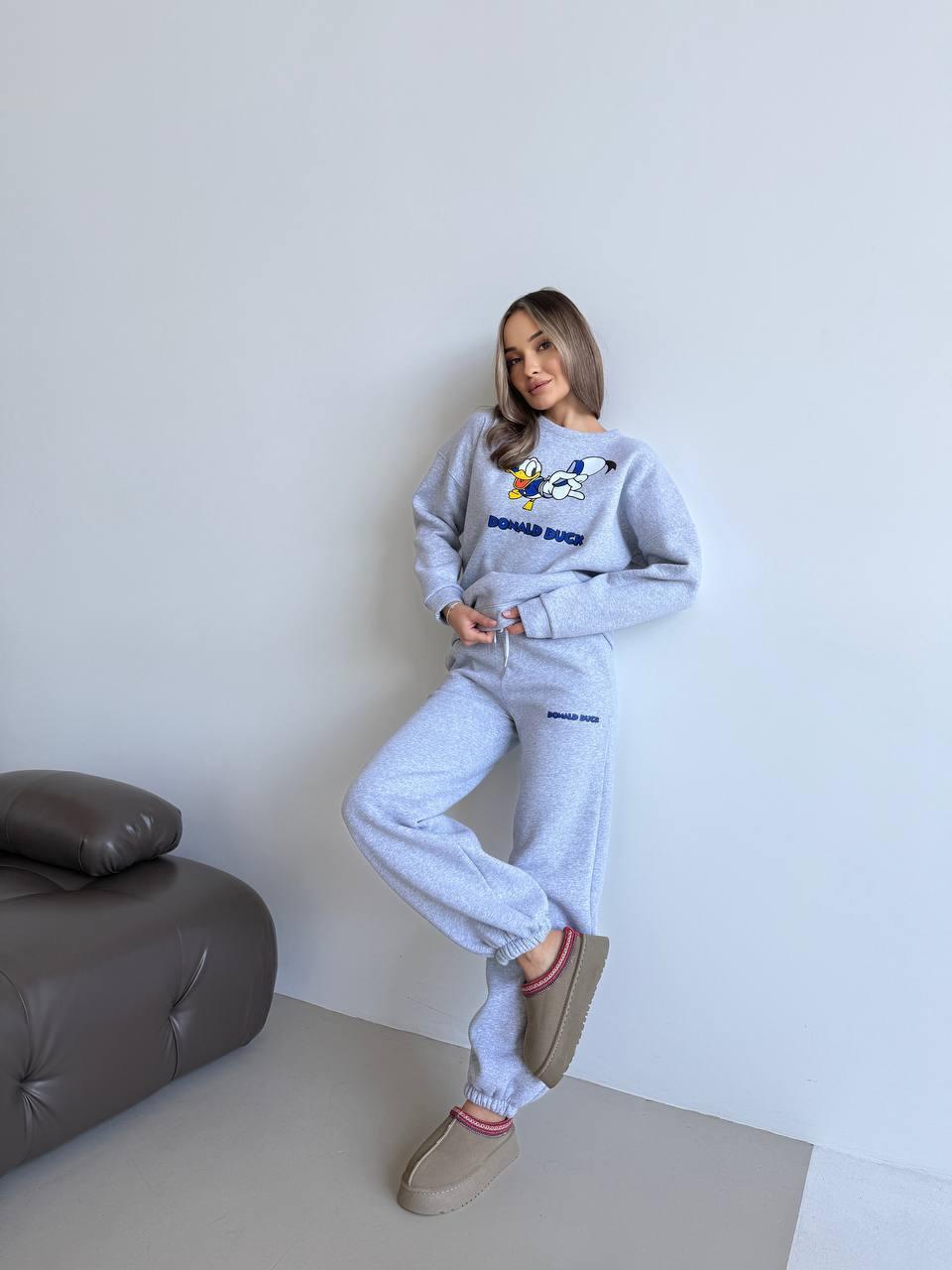 Костюм жіночий утеплений Модель: 842-058 Колір: Сірий, чорний, фото 1