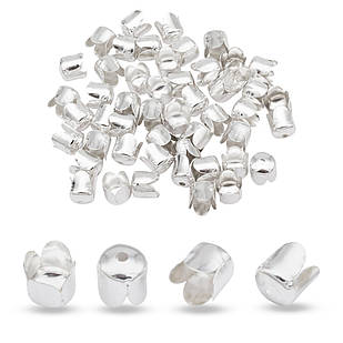 Конус Шапочки для Бусин, Залізне, Срібло, 6.5х7мм, Отвори 1 мм, 50 шт