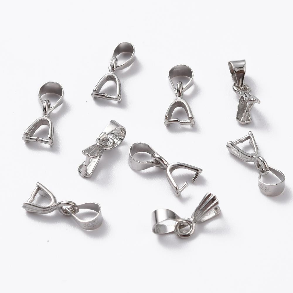 Тримач для Кулонів, Латунь, Колір: Платина, Розмір: 9 мм, Отвір 4x5мм, 10 шт, фото 1