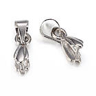 Тримач для Кулонів, Латунь, Колір: Платина, Розмір: 9 мм, Отвір 4x5мм, 10 шт, фото 3