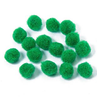 Помпон ручної роботи, Вовна, Круглі, Зелений, 20 мм, 20 шт