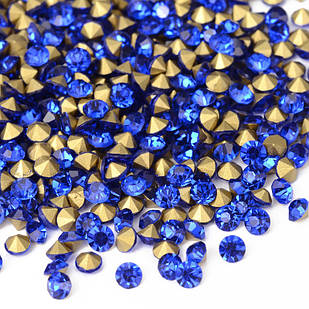 Стрази Діамант, Клас А, Скло, Сапфір, 1.9~2 мм, 144 шт