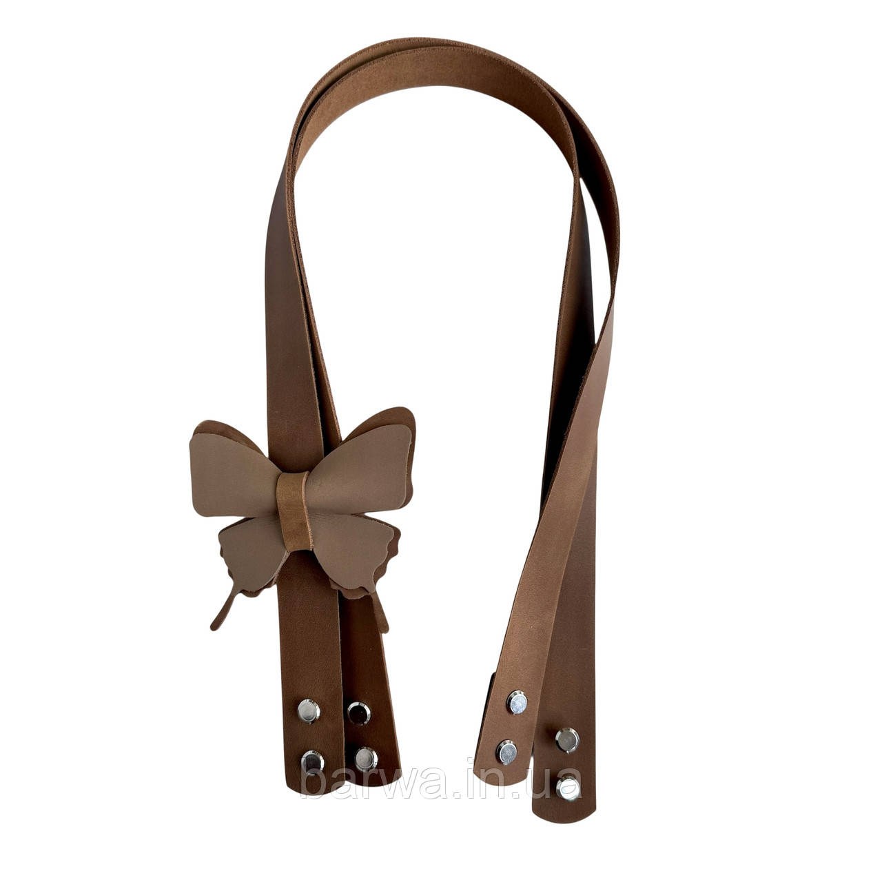 Ручки для сумки з натуральної шкіри на гвинтах з декором Метелик