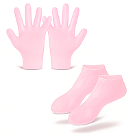 Комплект для спа-процедур силіконові рукавички та шкарпетки, рожевий