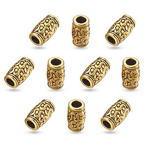 Бусини Трубка, Сплав, Колір: Античне Золото, Розмір: 12х7 мм, Отвір 3.5мм, 10 шт