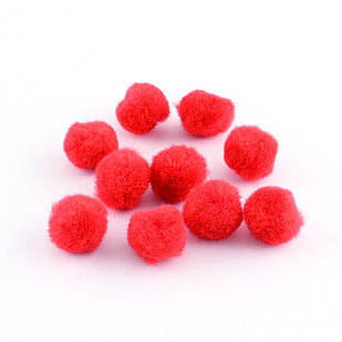 Помпон ручної роботи, Вовна, Круглі, Червоний, 30 мм, (20 шт.)