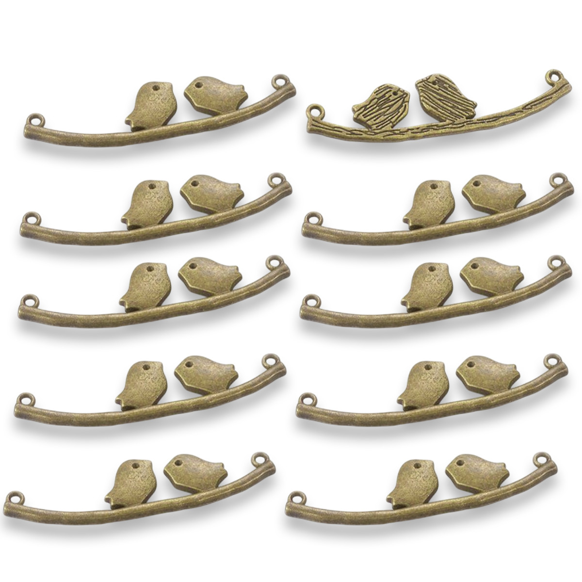 Конектор Птахи Біжутерний сплав, 2 отвори, Колір: Бронза, Розмір: 43х11х2мм, Отвір 1 мм, 10 шт, фото 1