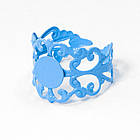 Основа для кільця, Латунь, Філігранна, Колір: Блакитний, Розмір: Діаметр 18 мм, Довжина 16 мм, Товщина 0.7 мм, фото 2