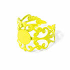 Основа для кільця, Латунь, Філігранна, Колір: Жовтий, Розмір: Діаметр 18 мм, Довжина 16 мм, Товщина 0.7 мм, фото 2