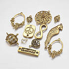 Конектор Біжутерний сплав, Мікс, Колір: Античне Золото, Розмір: 7~42x24~40x1 ~ 3 мм, Отвір 2~8 мм, 100 г, фото 4