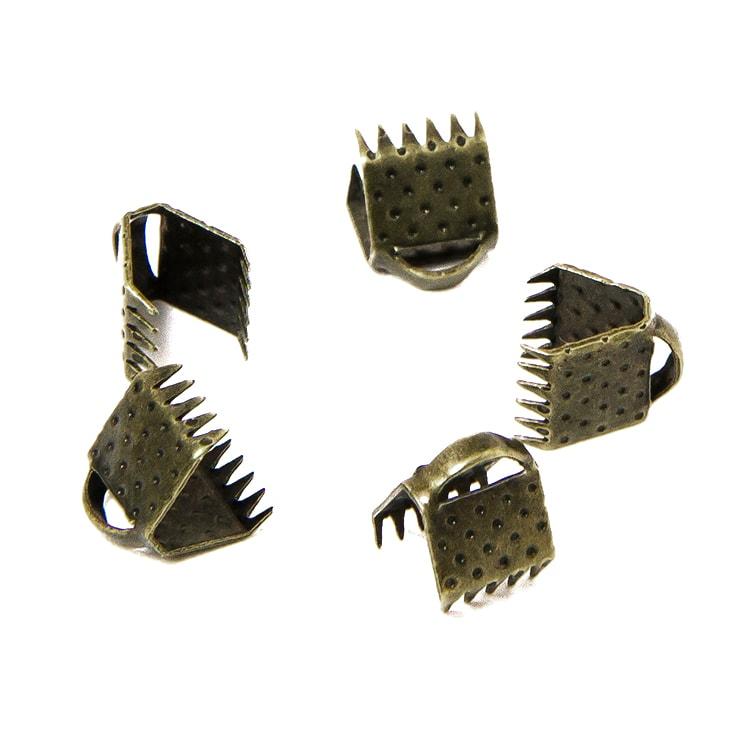 Концевики Затискачі для лінт, Залізні, Колір: Бронза, Розмір: 6х7мм, Отвір 2 мм, 50 шт, фото 1