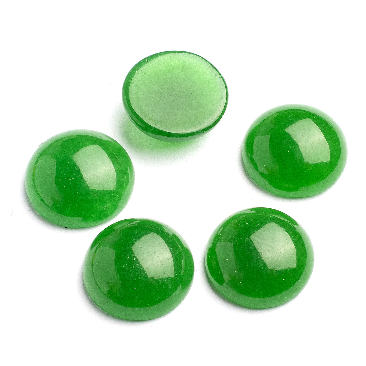 Кабошони Натуральний Білий Нефрит, пофарбовані, Напівкруглі, Темно-зелений, 12x5 мм, ( 5шт ), фото 1