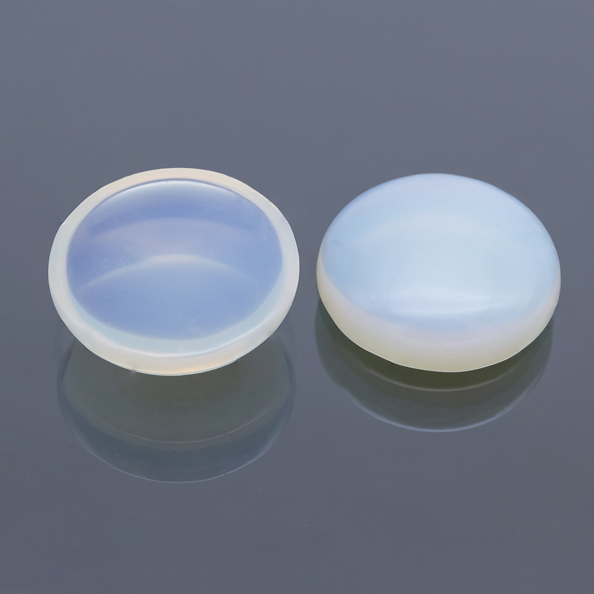 Кабошони Синтетичний опалит, Круглий Плоский, Нефарбовані, Блакитний, 24.5~25x4~7мм, ( 2шт ), фото 1