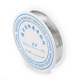 Мідна дріт 0.6 мм/3.5 м, Колір: Срібло, Товщина 0.6 мм, 3.5 м/котушка, 1 катушка