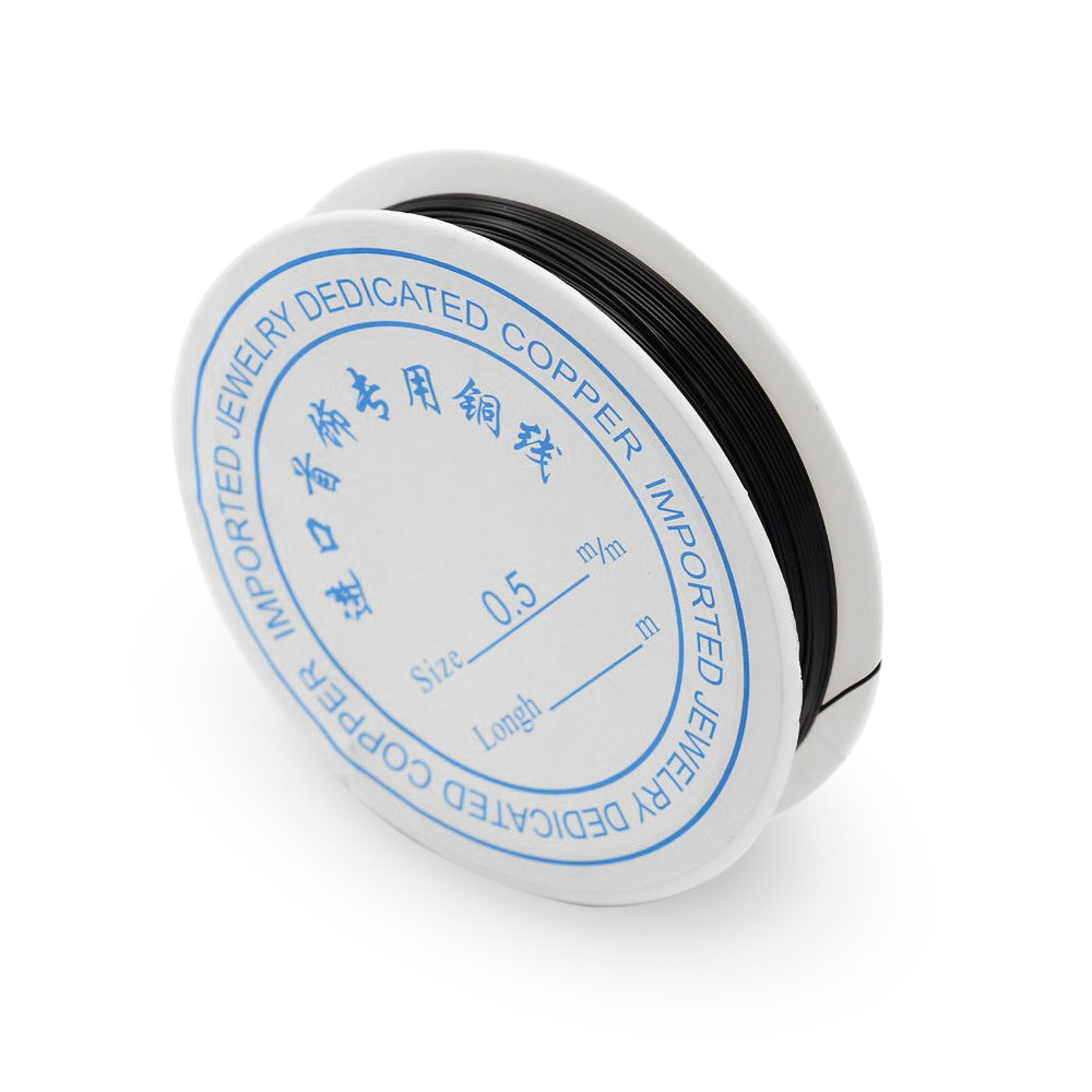 Мідна Дріт 0.5 мм/9.5м, Колір: Чорний, Товщина 0.5 мм, 9.5 м/котушка, 1 катушка, фото 1