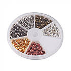 Набір Кришки Кримпів із Латуні, Оболочки для Затискних Бусин Стопперів, Колір: Мікс, Розмір: 5 мм, 1 набор, фото 4