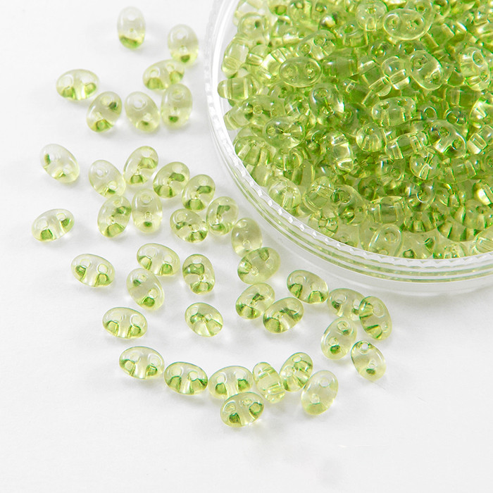 Бісер Preciosa Twin В5023, Прозорий, 2,5х5мм, Салатовий, 50 г, фото 1